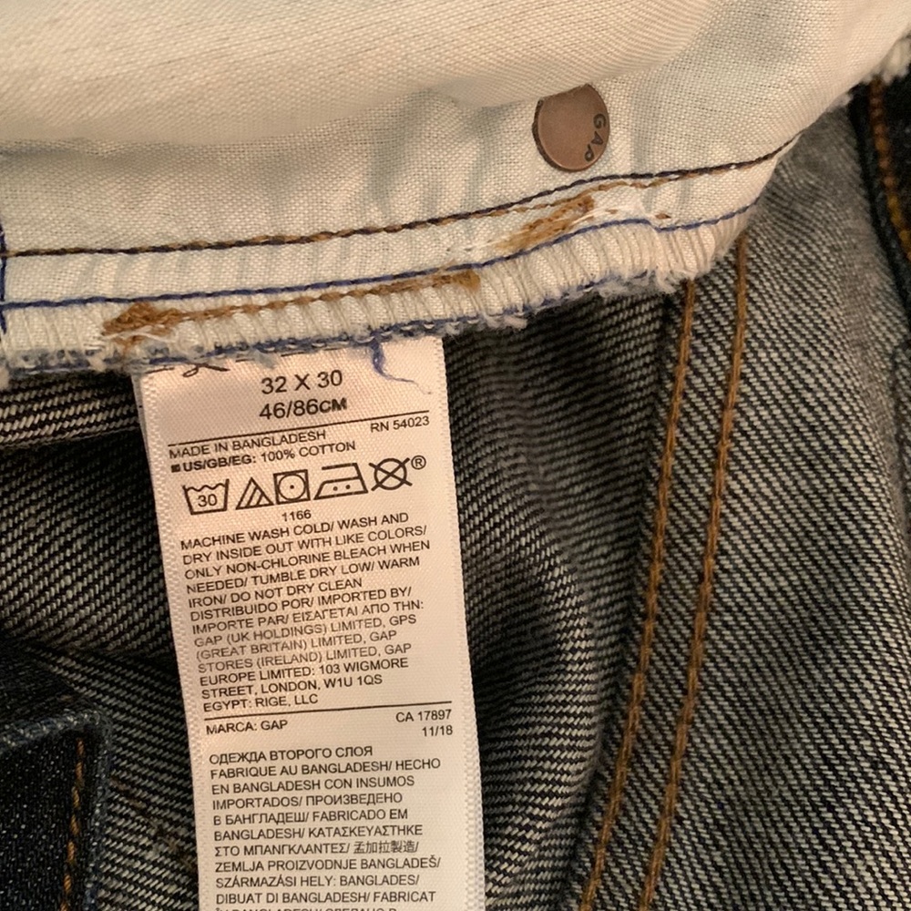 Gap 1969 MEN Jeans Dark Blue Rinse Gap Size 32 Waist 30 Length Straight Leg - Picture 4 of 9